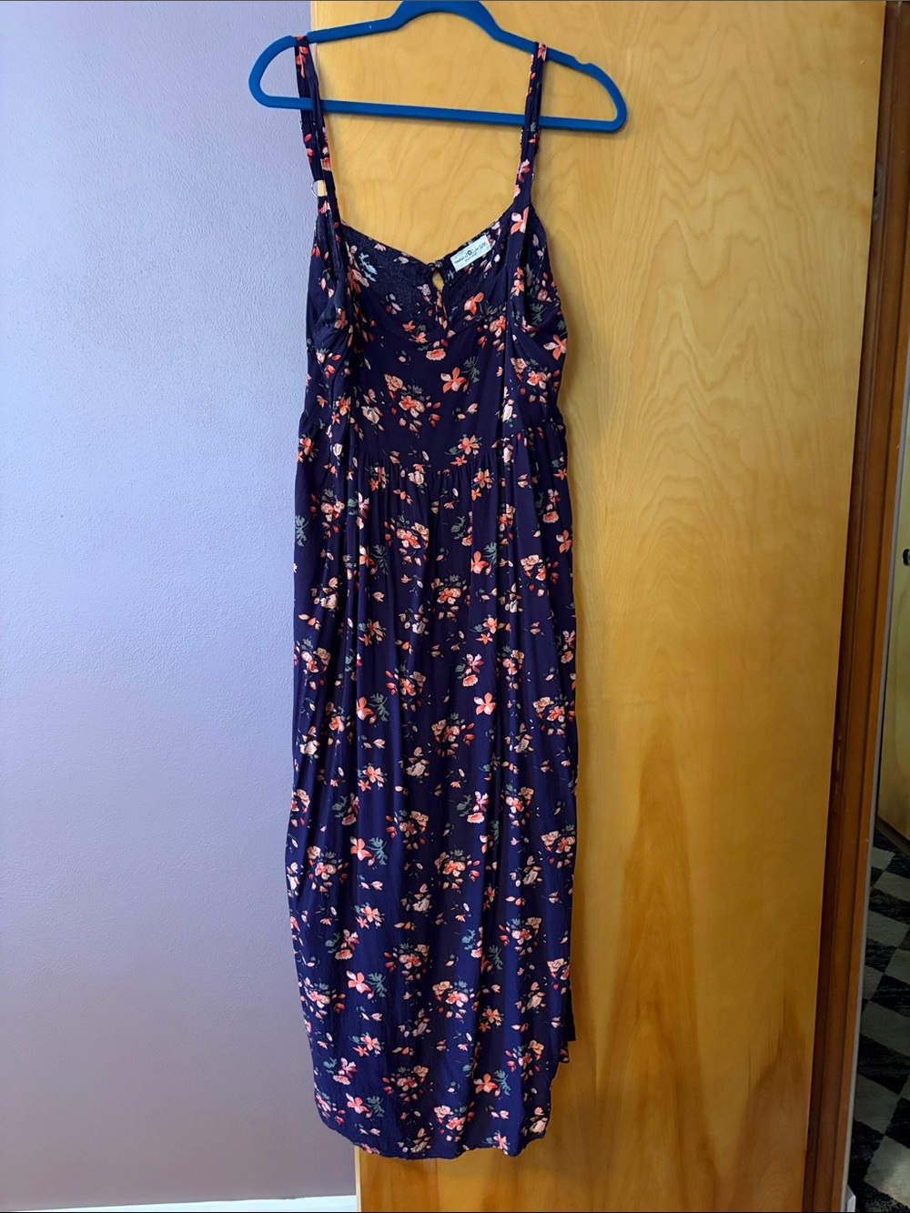 Natural Life Floral Navy Sundress with Spaghetti Straps